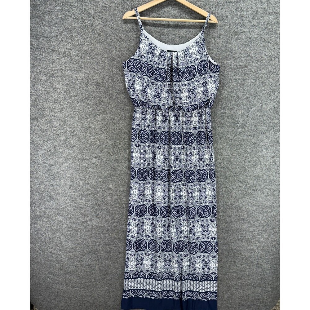 Alyx Dress Women XL White Striped Maxi Long Lined Sleeveless Round Neck Casual